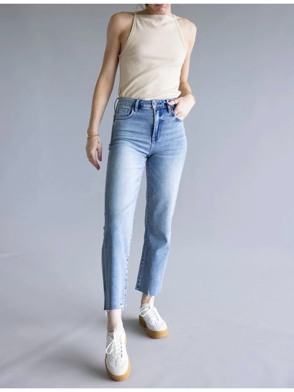 Hidden Los Angeles | Tracey high rise cropped straight raw hem jeans
